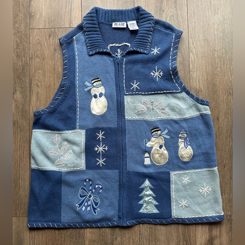 Winter Snowman Blue Sweater Vest
